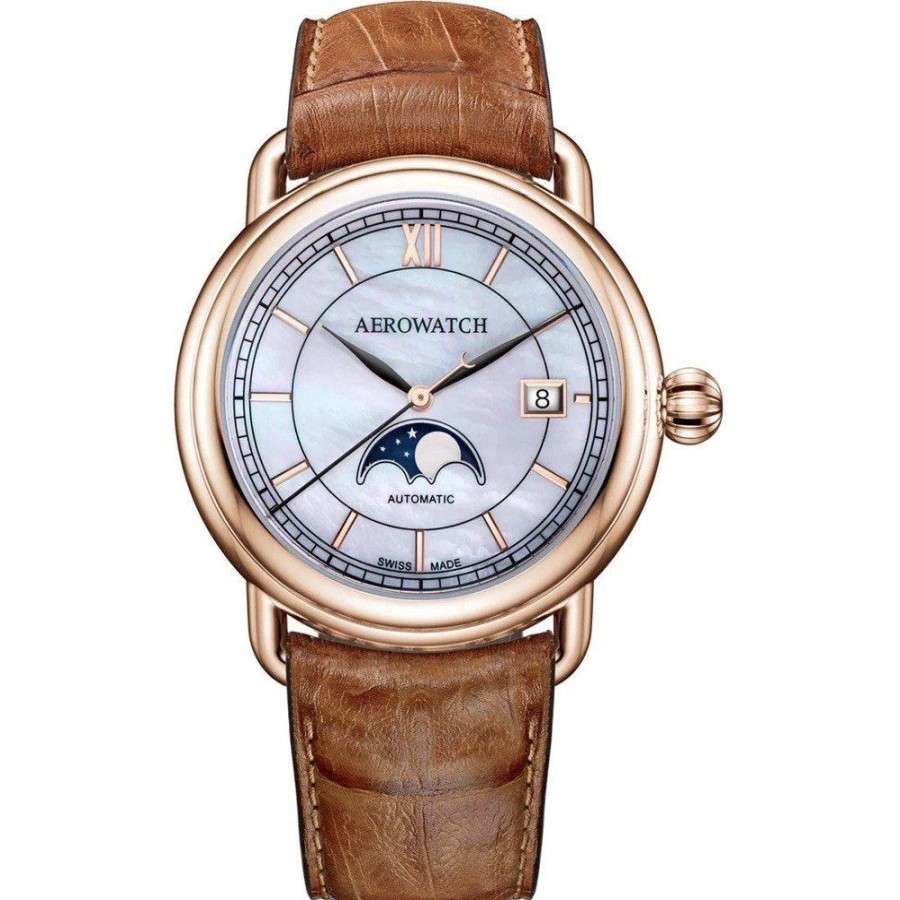 Homem Aerowatch | Relogio Aerowatch 1942 77983-Ro02 1942 Moon Phase