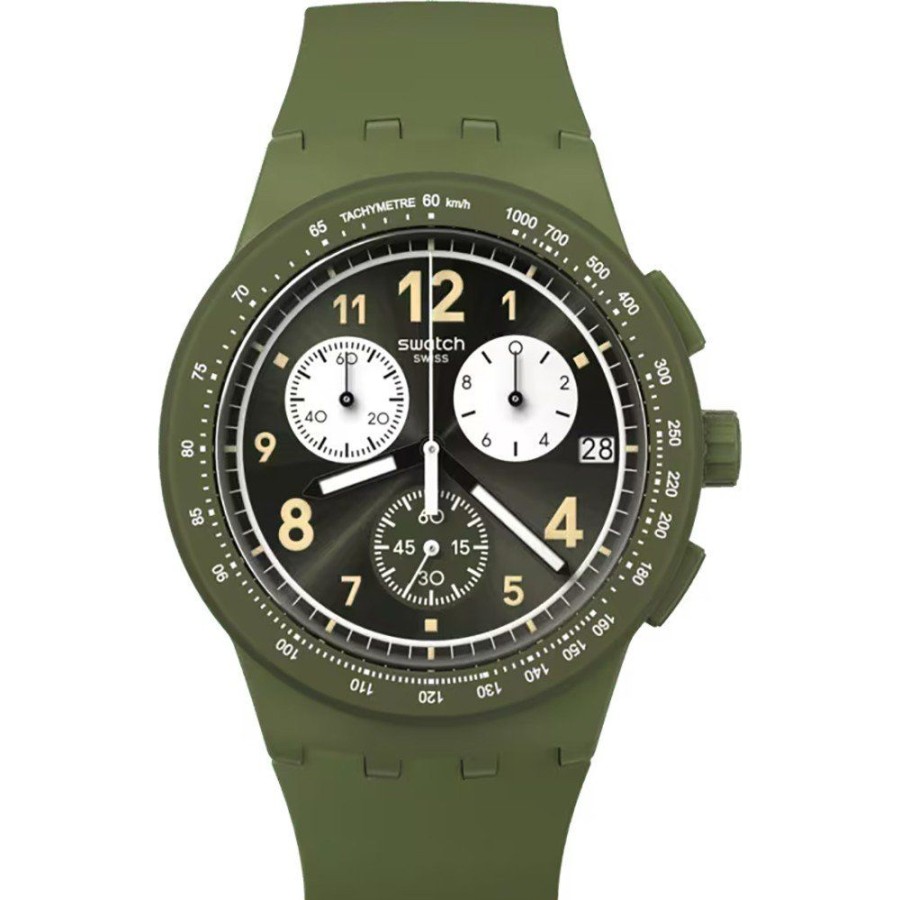 Homem Swatch | Relogio Swatch New Chrono Plastic Susg406 Nothing Basic About Green