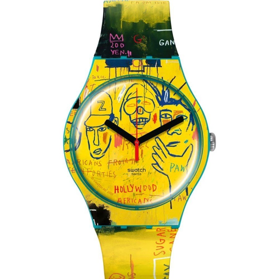 Homem Swatch | Relogio Swatch Newgent Suoz354 Hollywood Africans By Jean-Michel Basquiat