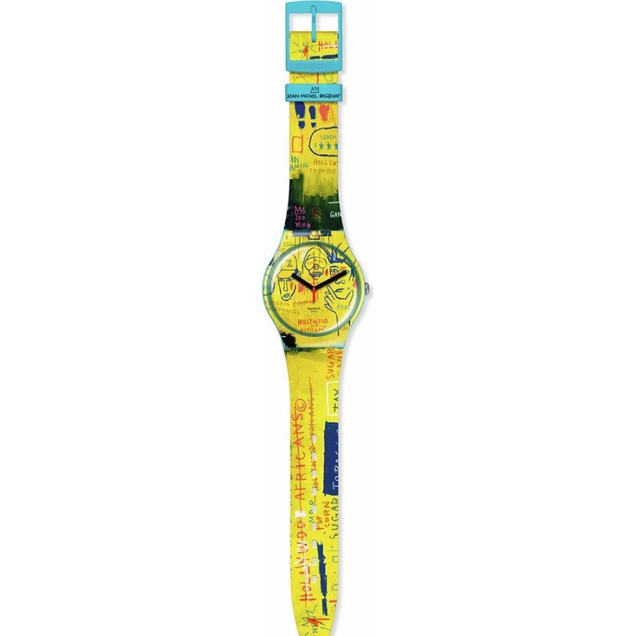 Homem Swatch | Relogio Swatch Newgent Suoz354 Hollywood Africans By Jean-Michel Basquiat